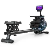 Capital Sports Flow Rudergerät - Wasserrudergerät mit 80 cm Gleitbahn, Rudergerät Wasser Widerstand: 6 Stufen / max. 14 Liter mit Trainingscomputer, schwarz/silber