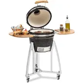 Klarstein Queensize Kamado Grill Thermometer abnehmbare Seitenteile schwarz Schwarz