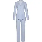 Vivance Pyjama mehrfarbig Gr. 32/34 für Damen. V-Ausschnitt und Allover-Druck, Zierschleife. Klassisch. Nachhaltig.