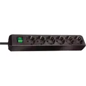 Brennenstuhl Eco-Line Steckdosenleiste mit Schalter 6-fach schwarz 3m H05VV-F 3G1,5, 1159500400
