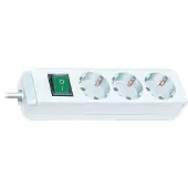 Brennenstuhl Eco-Line Steckdosenleiste mit Schalter 3-fach weiß 3m H05VV-F 3G1,5, 1152320400