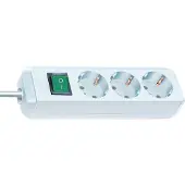 Brennenstuhl Eco-Line Steckdosenleiste mit Schalter 3-fach weiß 5m H05VV-F 3G1,5, 1152920