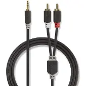 Nedis Gold Cabw22200at100 Stereo-audiokabel M-2x Rca M Beschichtet 3.5mm 10 M