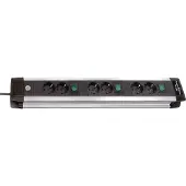 Brennenstuhl -Alu-Line Technik Steckdosenleiste 6-fach 3m H05VV-F 3G1,5 2-fach schaltbare Steckdosen, 1391000078