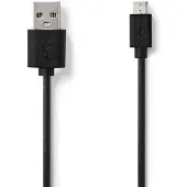 Nedis USB-Kabel - USB 2.0 - USB-A Stecker - USB Micro-B Stecker - 9 W - 480 Mbps - Vernickelt - 5.00 m - Rund - PVC - Schwarz - Umschlag