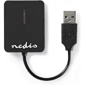 Nedis CRDRU2300BK, MMC, MS Micro (M2), MicroSD (TransFlash), MiniSD, SD, Schwarz, Kunststoff, USB 2.0, USB, 5 V