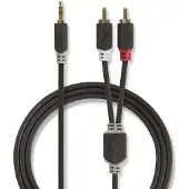 Nedis Stereo-Audiokabel | 3.5 mm Stecker | 2x RCA Stecker | Vergoldet | 5.00 m | rund | Anthrazit |