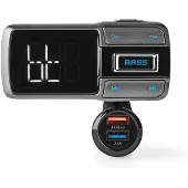Nedis Kfz Audio FM Transmitter Schwanenhals freisprechend 2.0 " LED Bildschirm Bluetooth QC 3.0 /