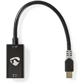 Nedis Mini Displayport-Kabel | DisplayPort 1.2 | Mini DisplayPort Stecker | HDMI Ausgang | 21.6 Gbps | Vergoldet | 0.20 m | Rund | PVC | Anthrazit | Verpackung mit Sichtfenster