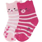 Sterntaler ABS Krabbelsocken 2er-Pack Katze in hellrosa | Gr.: 22