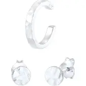 Elli Ohrringe 2Er Set Stecker Earcuff Rund Gehämmert 925 Silber Elli Silber