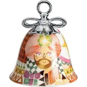 Alessi Weihnachtsglocke Holy Family Porzellan mit Dekor weiß, Designer Marcel Wanders, 8.5 cm