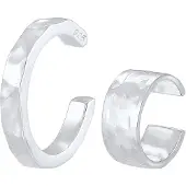 Elli Ohrringe Earcuff Set Geo Look Gehämmert Organic 925 Silber Elli Silber