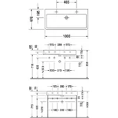 Duravit Waschtisch VERO m ÜL HLB 1000x470mm geschl 2 HL we
