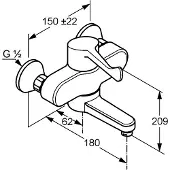 Kludi MEDI CARE Einhebelmischer Wandarmatur, chrom, Ausladung 180 mm, schwenkbar oder arretierbar, Keramik-Kartusche mit Heißwasserbegrenzung, Durchfluss 7,6 l/min