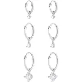 Elli Ohrringe 3Er Set Trio Creolen Einhänger Zirkonia 925 Silber Elli Silber