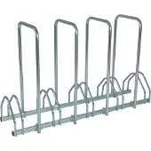 Mottez Bügelparker B131AR, 2-seitig, für Reifen mit B 35-55 mm, mit Diebstahlsicherung, 4 Bügel, für bis zu 5 Fahrräder, B 1320 x T 330 x H 830 mm, Stahlrohr, silber