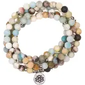 Bahadra Mala Amazonit elastisch mit Lotus -- 0.8 cm online bestellen
