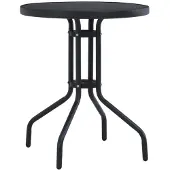 vidaXL Gartentisch Schwarz 80 cm Stahl und Glas