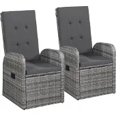 vidaXL Garten-Liegestühle 2 Stk. mit Auflagen Poly Rattan Grau