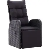 Shumee Garten-Liegestuhl mit Auflage Poly Rattan Schwarz