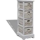 vidaXL Korbregal Holz mit 4 Körben Weiß