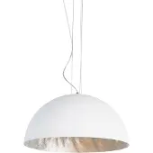 QAZQA - Moderne Hängelampe I Pendellampe I Halbrund Pendelleuchte weiß mit Silber 50cm - Magna I Wohnzimmer I Schlafzimmer - Kunststoff Rund - LED geeignet E27