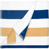 The One Towelling Handtuch 'Stripe' T1-STRIPE navy blue/gold/white 90 x 190 cm