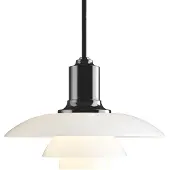 Louis Poulsen PH 2/1 Pendelleuchte Schwarz Metallisiert - , PH 2/1, dimmbar, Weiß, für Wohnzimmer, Glas, Design
