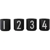 Design Letters - Mini-Becher (4er Set), schwarz