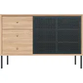 Harto - Gabin Sideboard hoch mit Schubladen, Eiche / anthrazitgrau (RAL 7016)
