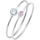 Elli Ring Set Basic Trend Kristalle 925 Silber Elli Rosa