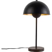 QAZQA - Retro Retro Tischlampe schwarz mit Gold I Messing - Magnax I Wohnzimmer I Schlafzimmer - Stahl Länglich I Rund - LED geeignet E27