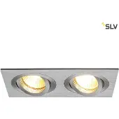 SLV 111362 NEW TRIA 155, Einbauleuchte, zweiflammig, QPAR51, rechteckig, aluminium gebürstet, max. 100 W, inkl. Clipfedern