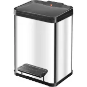 Hailo Öko duo Plus M Tret-Mülltrenner - freistehender 2 x 9 Liter Doppelmülleimer aus Edelstahl - Mülltrennsystem mit soft close Deckel - 2-fach Abfalltrenner für die Küche