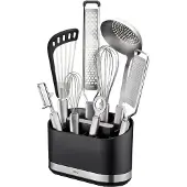 GEFU Besteckhalter "Smartline", grau (schwarz, edelstahlfarben), B:10,2cm H:14,2cm T:22cm, Edelstahl, Kunststoff, Besteckkörbe, Besteckhalter, 10 Fächer, Edelstahl/ABS/PS