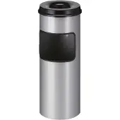 HygieneShopBasics Ascher-Papierkorb 30 Liter offen mit Löscher und Einwurföffnung Aluminium/schwarz