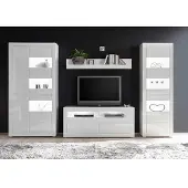 IMV Wohnwand 2 Carat Anbauwand Wohnzimmer weiß Hochglanz