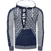 Rusty neal 1/2 Zip Kontrast Grobstrick Kapuzen-Pullover