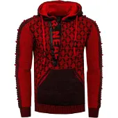 Rusty neal 1/2 Zip Kontrast Grobstrick Kapuzen-Pullover
