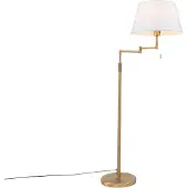 QAZQA Stehlampe Bronze mit Weißem Schirm und Verstellbarem Arm Ladas Deluxe
