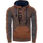 Rusty neal 1/2 Zip Kontrast Grobstrick Kapuzen-Pullover