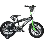 Kubisport Rowerek Dziecięcy 16 Cali BMX Czarny Kółka Boczne Hamulec Dino Bikes