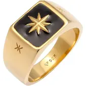KUZZOI Ring Herren Siegelring Emaille Stern Basic 925 Silber Kuzzoi Gold