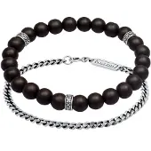 KUZZOI Armband Herren 2Er Set Onyx Panzer Look 925 Silber Kuzzoi Schwarz