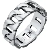 KUZZOI Ring Herren Chunky Chain Look Kette Gllieder 925 Silber Kuzzoi Silber