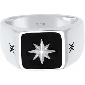 KUZZOI Ring Herren Siegelring Emaille Stern Basic 925 Silber Kuzzoi Silber