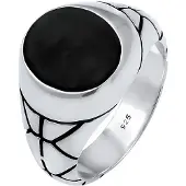 KUZZOI Ring Basic Herren Siegelring Oval Emaille 925Er Silber Kuzzoi Silber