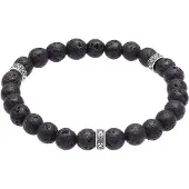 KUZZOI Armband Herren Lava Schwarz Vintage 925 Silber Oxidiert Kuzzoi Schwarz