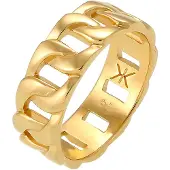 KUZZOI Ring Herren Chunky Chain Look Kette Gllieder 925 Silber Kuzzoi Gold